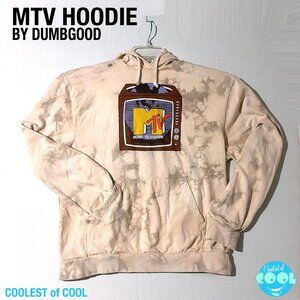 MTV tie dye hoodie by DUMBGOOD size medium creme and grey Earth in TV graphic